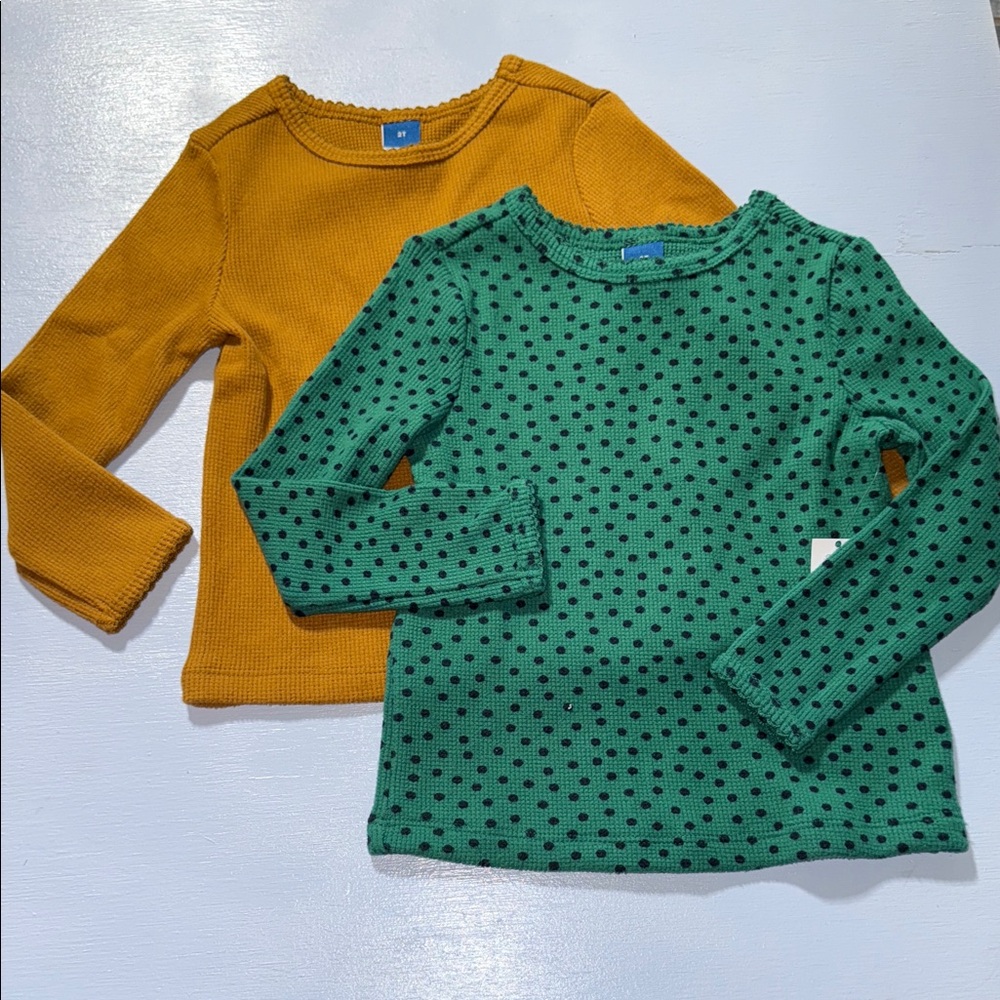 Old Navy Kids Green and Black Polka Dot Long Sleeve Tee